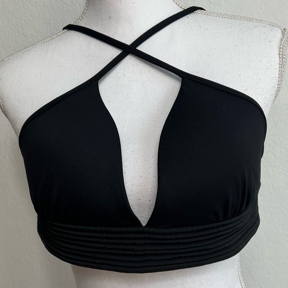 SEAFOLLY AUSTRALIA BLACK BIKINI CRISS CROSS SWIMSUIT TOP SIZE 16 NEW - Picture 5 of 6